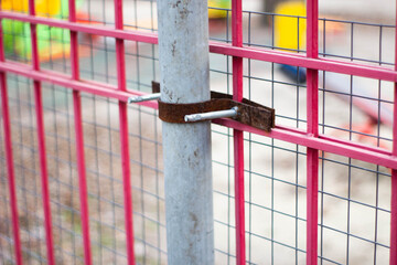 Steel red fence with gray tube, urban style