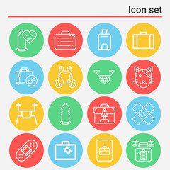 16 pack of thanks  lineal web icons set
