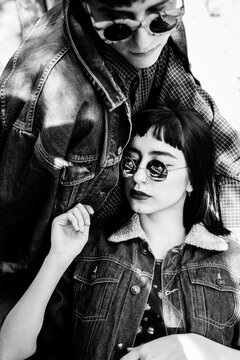 Young hip couple having romatic moments together