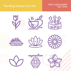 Simple set of flourishing related lineal icons.