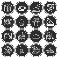 16 pack of side dish  lineal web icons set
