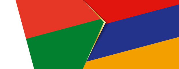 Madagascar and Armenia flags, two vector flags.