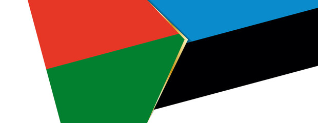Madagascar and Estonia flags, two vector flags.