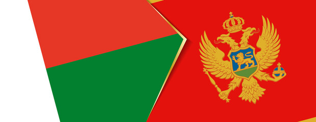 Madagascar and Montenegro flags, two vector flags.