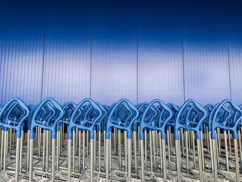 Rows of shopping carts