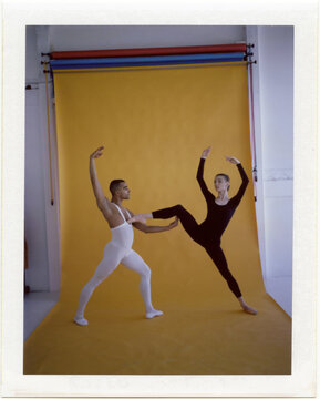 Polaroid shot of partner supports ballerina