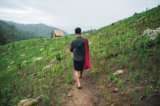 Karen people in his rotational farming