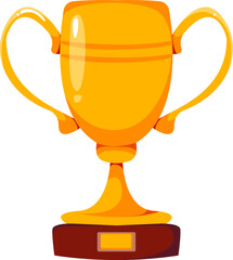 Gold Cup for participation in a sporting event or game. Trophy or prize winner. Vector illustration in cartoon style.