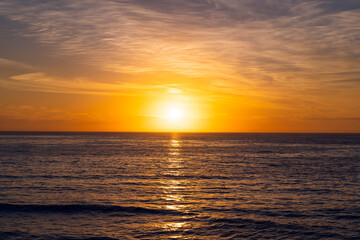 Fototapeta premium Blue Golden Sunset Seascape from California Coast