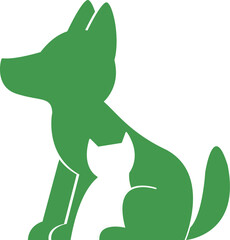 Logo with a cat and dog silhouette. Veterinary symbol. Vector illustration in cartoon style.