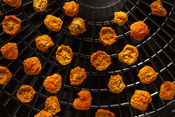 top view of detail tray with dehydrated goldenberries