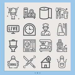 Simple set of apartment related lineal icons.