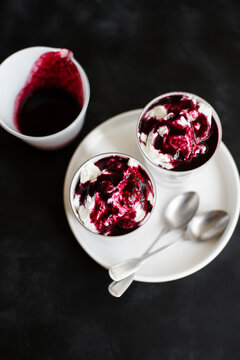 Mascarpone cream with berry sauce