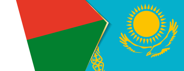 Madagascar and Kazakhstan flags, two vector flags.