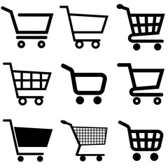 Cart set icon, logo isolated on white background