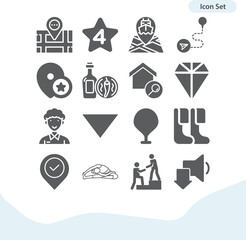 Simple set of act related filled icons.