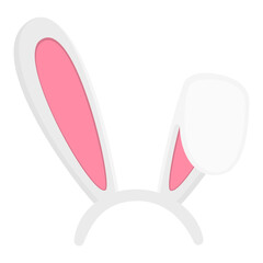 Funny rabbit ears mask. Cute bunny ears for Easter celebration isolated on white background. Element for hare masquerade costume. Vector cartoon illustration © vikusha_art