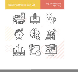 Simple set of skills related lineal icons.