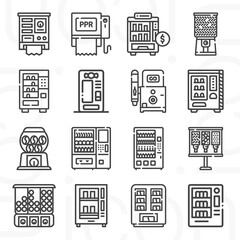 16 pack of vending  lineal web icons set