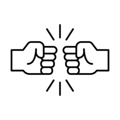 Fototapeta premium Fist bump line icon. Bro fist bump or power five pound outline style for apps and websites. Hand brother respect, impact, and handshake. Vector illustration on white background. EPS 10