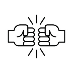 Fist bump line icon. Bro fist bump or power five pound outline style for apps and websites. Hand brother respect, impact, and handshake. Vector illustration on white background. EPS 10