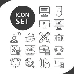 Simple set of working related lineal icons.