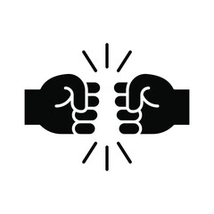 Fist bump glyph icon. Bro fist bump or power five pound solid style for apps and websites. Hand brother respect, impact, and handshake. Vector illustration on white background. EPS 10
