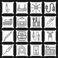 16 pack of modem  lineal web icons set