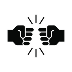 Fist bump glyph icon. Bro fist bump or power five pound solid style for apps and websites. Hand brother respect, impact, and handshake. Vector illustration on white background. EPS 10