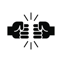Fist bump glyph icon. Bro fist bump or power five pound solid style for apps and websites. Hand brother respect, impact, and handshake. Vector illustration on white background. EPS 10