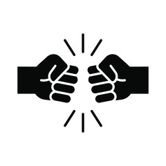 Obraz premium Fist bump glyph icon. Bro fist bump or power five pound solid style for apps and websites. Hand brother respect, impact, and handshake. Vector illustration on white background. EPS 10