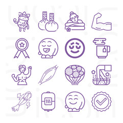 16 pack of contraction  lineal web icons set