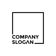 Black square with company name logo design vector