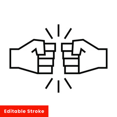 Fist bump line icon. Bro fist bump or power five pound outline style for apps and websites. Hand brother respect, impact, and handshake. Vector illustration on white background. Editable stroke EPS 10