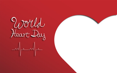 World Heart Day, heart shape symbol logo with stethoscope in hand drawn line art style, flat-style eps 10 vector illustration.
