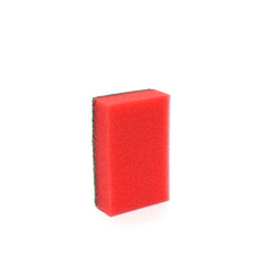 Red sponge for washing dishes isolated on white background