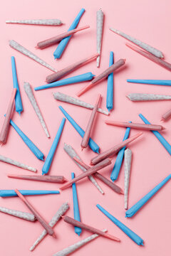 Blue & Pink Joints Array on Pink Background