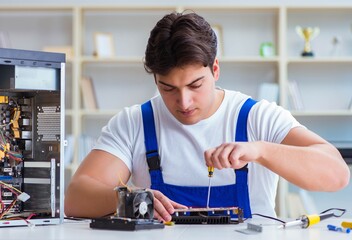 Computer hardware repair and fixing concept by experienced techn