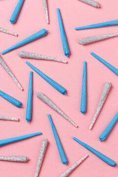 Blue & Bubble Joints Array on Pink Background
