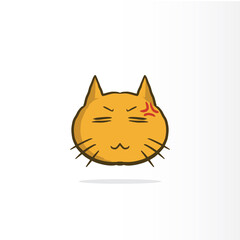 Yellow smiley face cat or happy emotion at work, on paper cup and papers. Happy work day concept