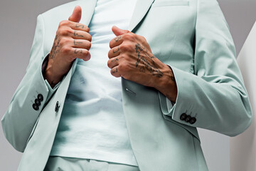 Man in green suit - minimal fashion