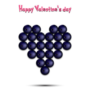 Happy Valentines Day. Heart made of bowling balls