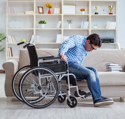 Young student on wheelchair in disability concept