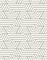 Vector seamless pattern. Modern stylish texture. Repeating geometric tiles with thin linear striped hexagons. Monochrome hexagonal trellis. Trendy graphic design. Can be used as swatch in illustrator.