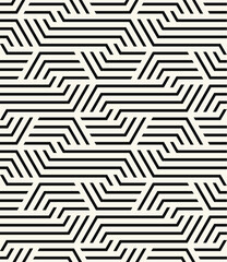 Vector seamless pattern. Modern stylish texture. Repeating geometric tiles with bold striped hexagons. Monochrome hexagonal trellis. Trendy graphic design. Can be used as swatch for illustrator.