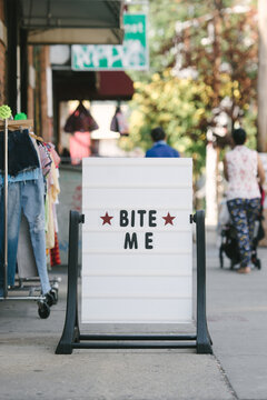 Sign that says ""bite me""