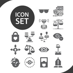 Simple set of integrity related filled icons.