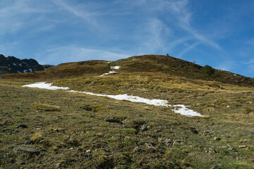 The Portalet with the bottom the Anayet peak. Concept famous mountains of the Aragonese Pyrenees