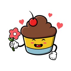 cute cupcake cartoon mascot character