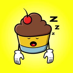 cute cupcake cartoon mascot character
